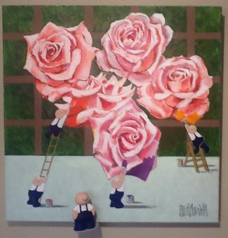 Blokes paint roses